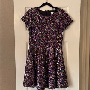 GAP Pink and Purple Fit and Flare Cocktail Dress